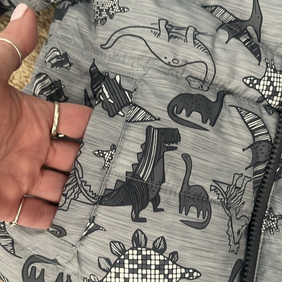 The SwissTech Toddler Boys Puffer Jacket in Gray with Dino Print - Picture 8 of 10